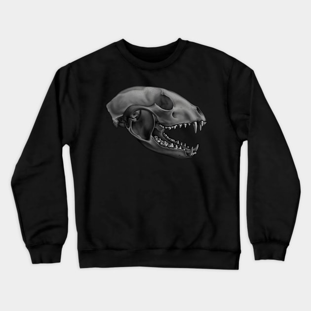 Raccoon Skull B&W Crewneck Sweatshirt by Crude Casey